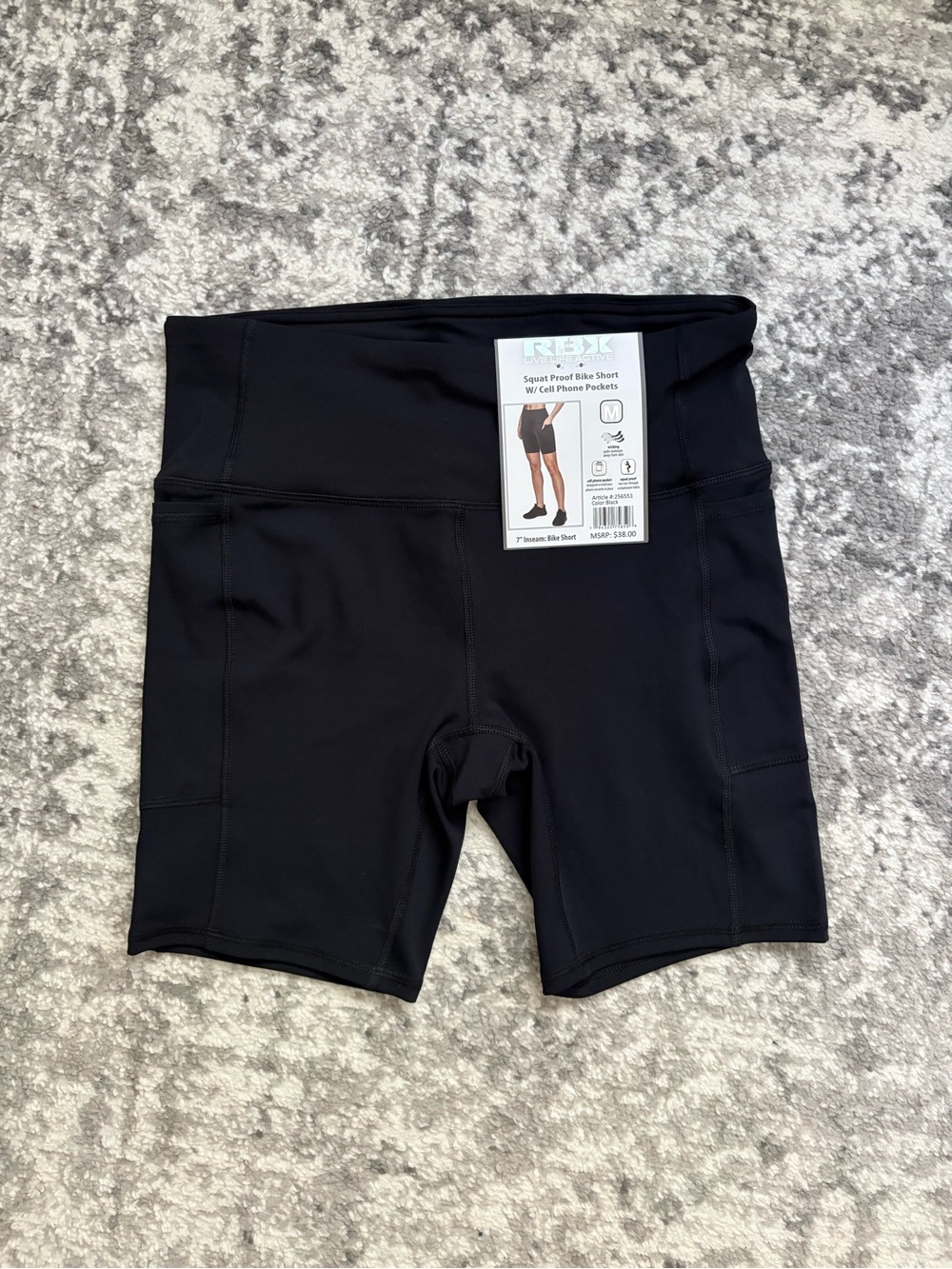 RBX Black High-Rise Bike Shorts with Side Phone Pockets